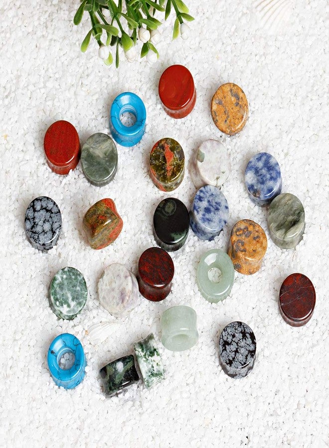 TBOSEN 24 pcs Mixed Stone Ear Plugs Tunnels Double Flare Saddle Stretching Gauges Expander Body Piercing Set Gauge 2g - 5/8 inch - Image 4